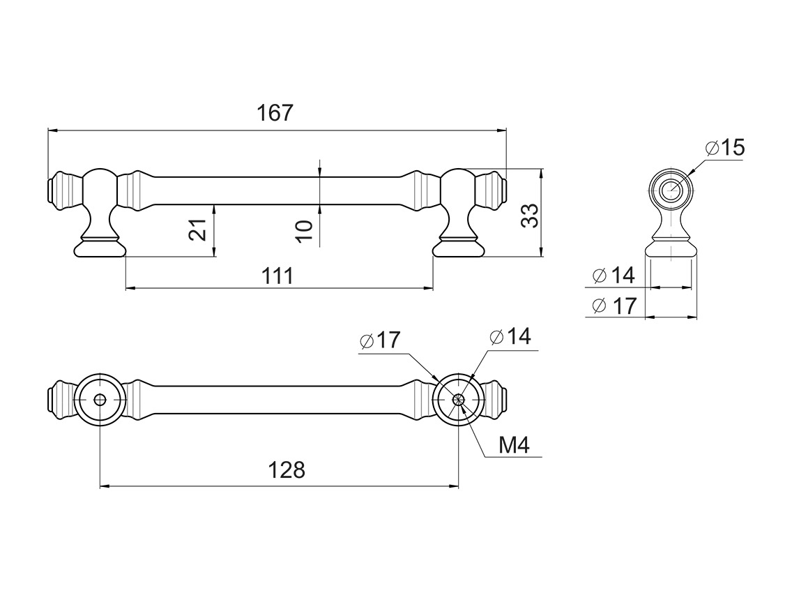 Ручка скоба GIFF 8/169/128 черный матовый