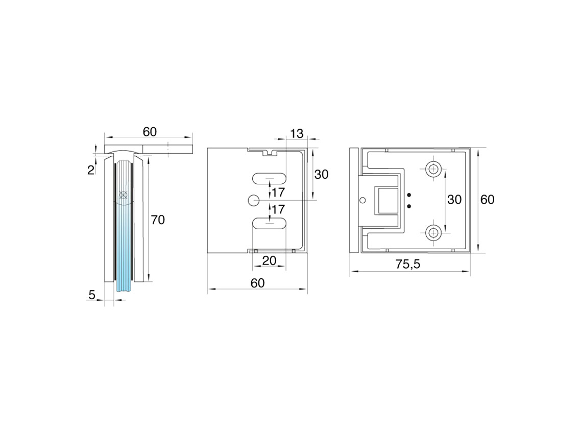 Петля MODENA стена-стекло GIFF Glass Premio полированный хром