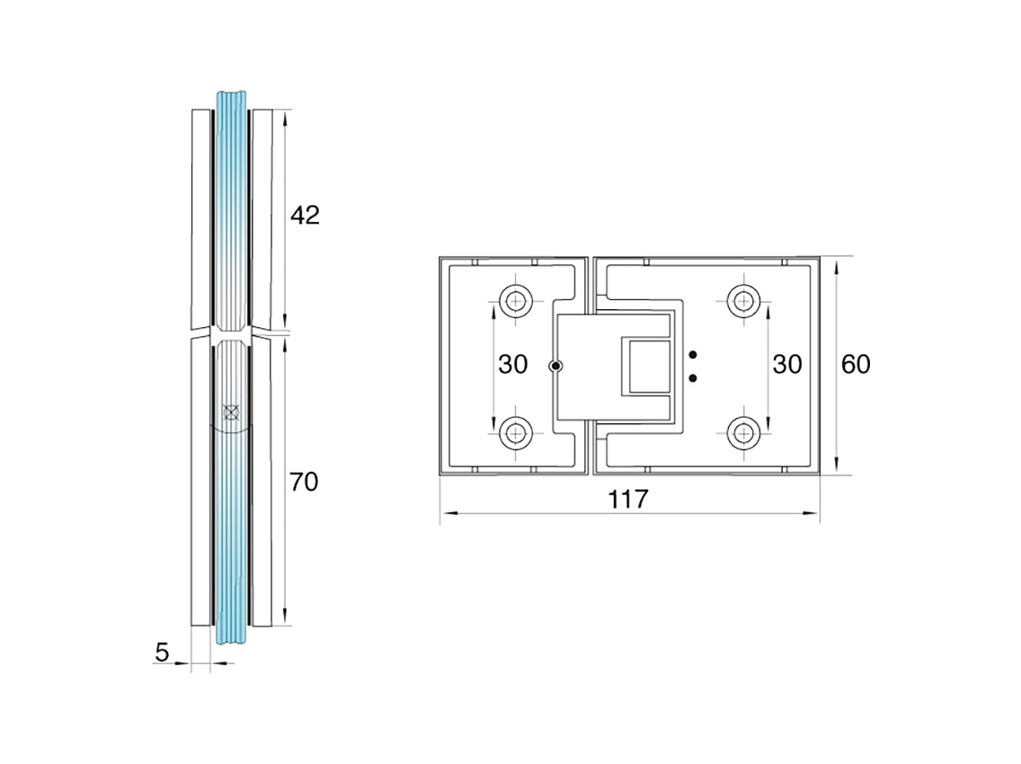 Петля MODENA скло-скло GIFF Glass Premio полірований хром