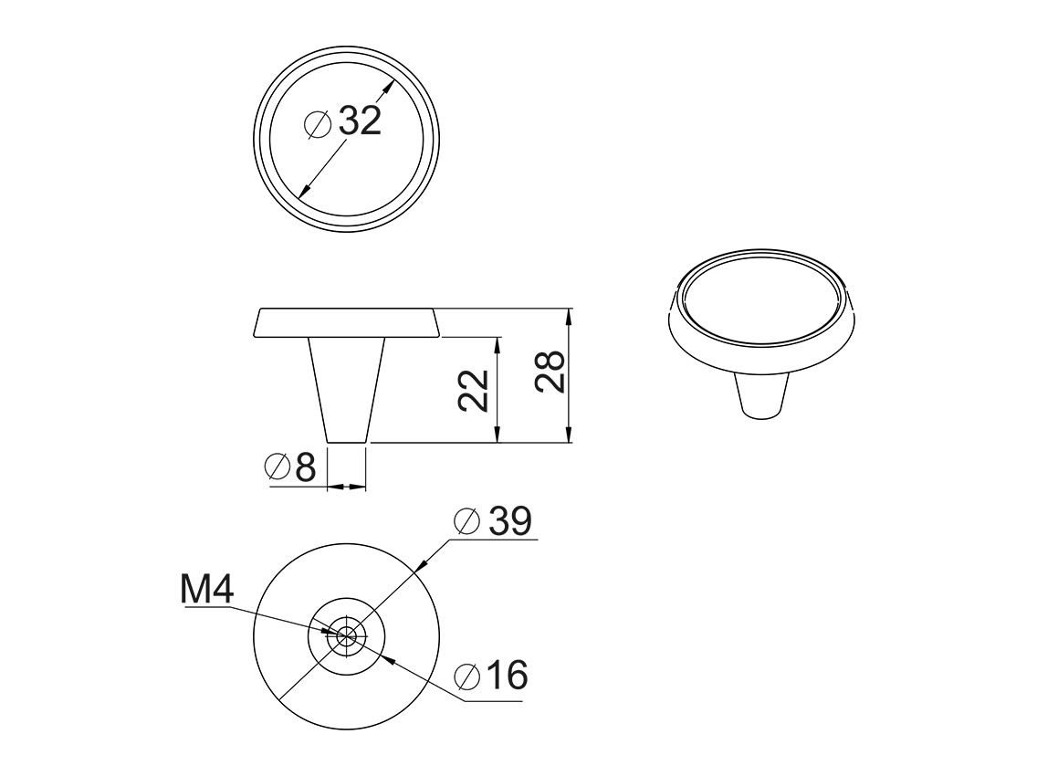 Ручка кнопка Gamet GU09-G25 патинированная матовая медь