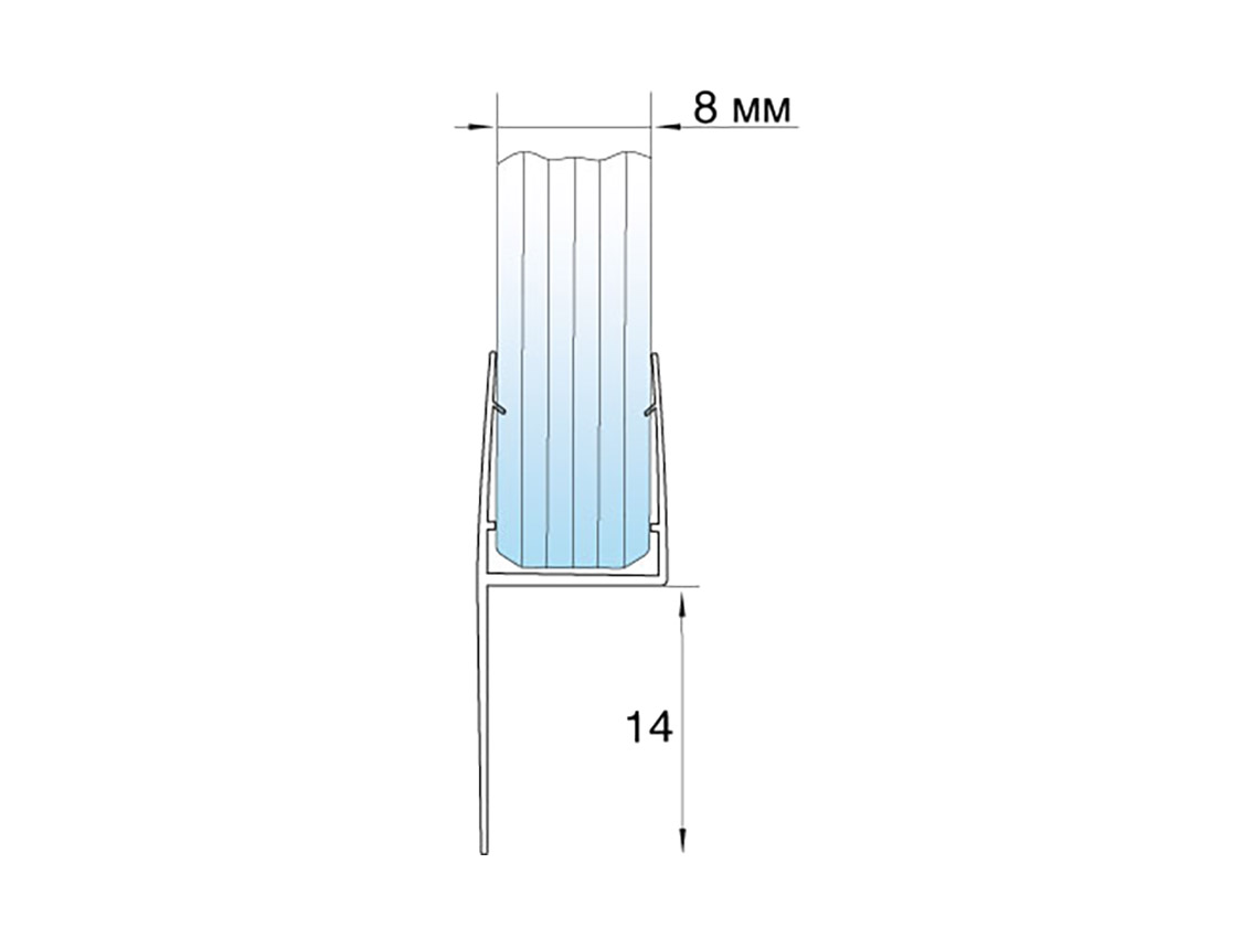Ущільнювач 90° 8 мм стіна-скло GIFF 204 L=2500 мм чорний непрозорий