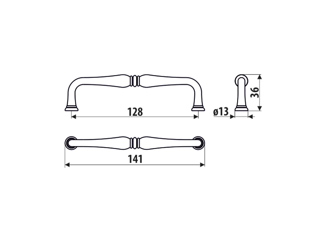 Ручка скоба Gamet UR55-128-G35 античная бронза