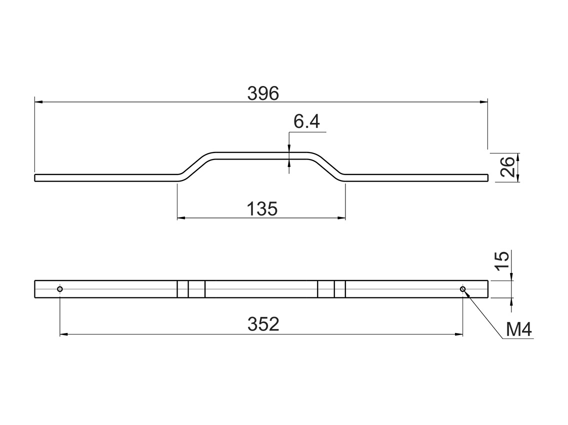 Ручка профильная Gamet UA130-352-L36 черный матовый