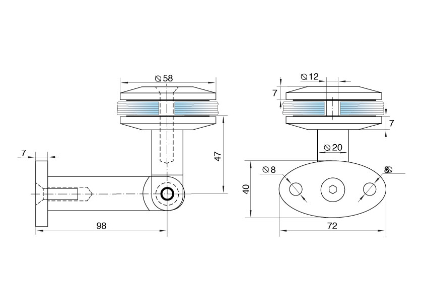 Кріплення для дашків GIFF Glass стіна-скло