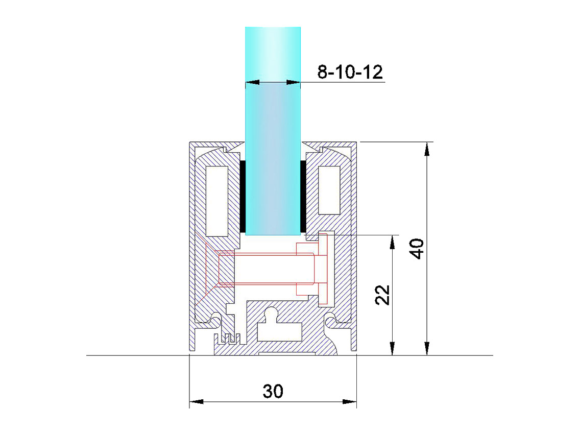 Профіль алюмінієвий затискний  40мм, GIFF GC L=3000 мм (комплект: профіль, 9 кліпс, декортивна накладка анод)