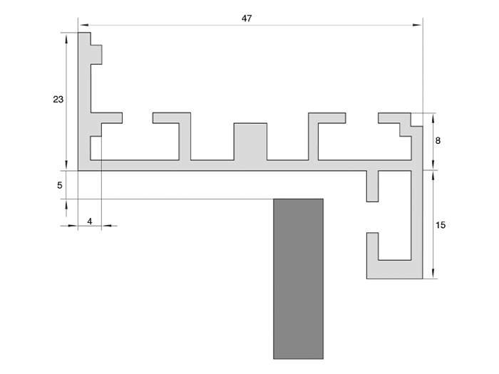 Комплект алюминиевой дверной коробки  для стеклянных дверей, профиль Z-образный