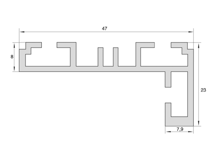 Комплект алюмінієвої дверної коробки  для скляних дверей, профіль L-подібний
