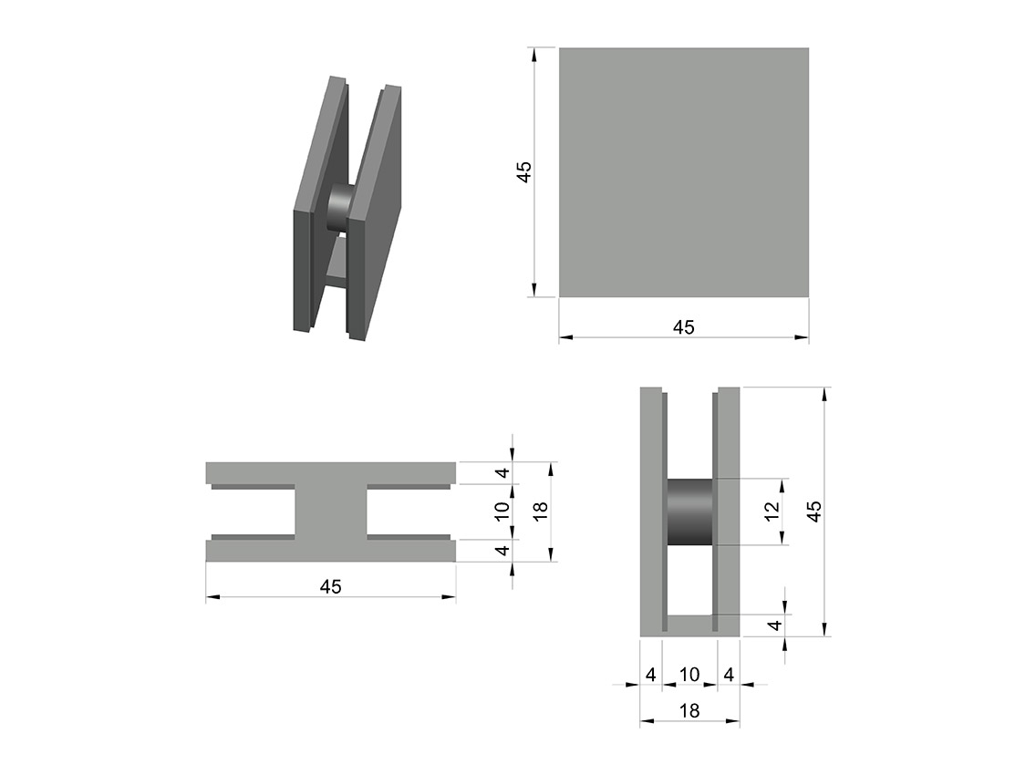 Конектор 90* стіна-скло-підлога GIFF 721 без фаски PSS полірований хром