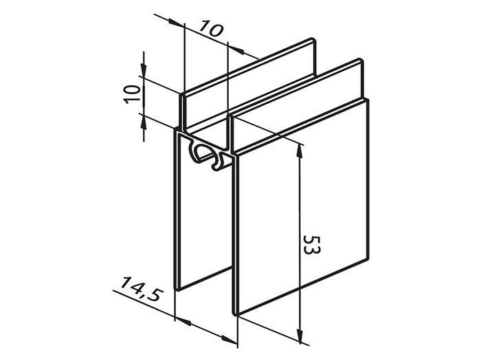 Горизонтальный профиль нижний SLIDER PROJECT L=5000 черный