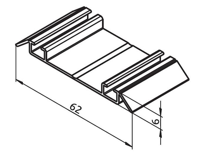Направляющий профиль нижний SLIDER PROJECT L=5000 черный