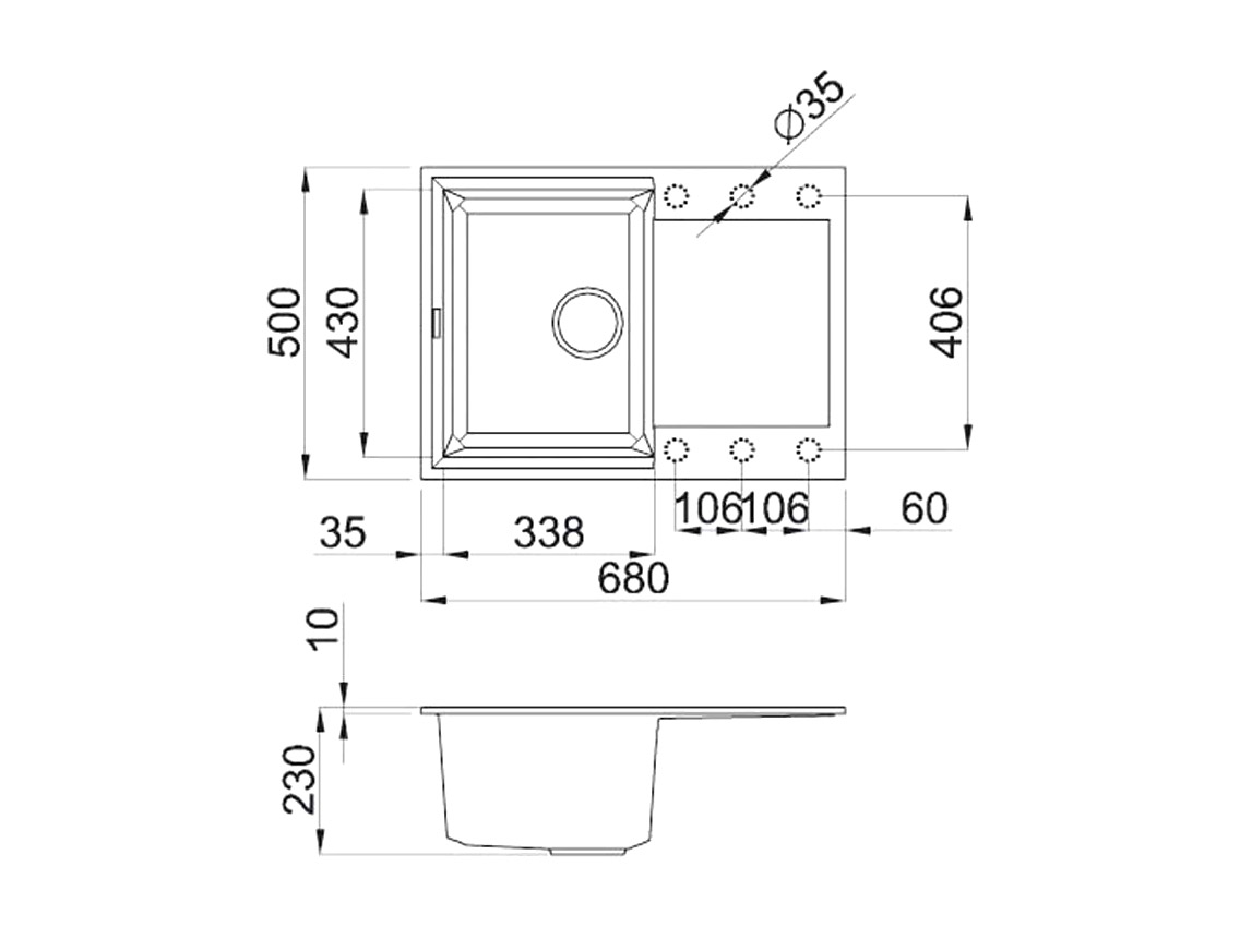 Мийка штучний камінь Elleci 680x500 Easy 135 Nero 40