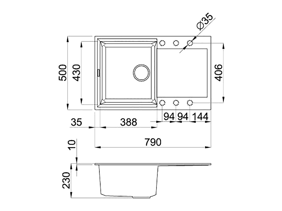 Мийка штучний камінь Elleci 790x500 Easy 300 Nero G 40