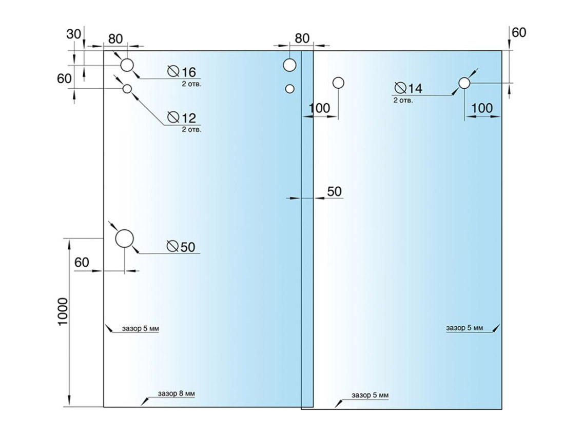 Комплект РС 30x10 GIFF 304 c двойной нижней направляющей полированный хром