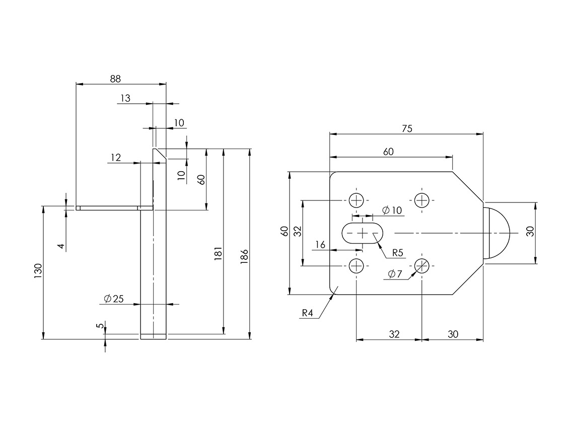 Опора без регулювання циліндрична GIFF Arnis 25/130 чорний нікель глянець