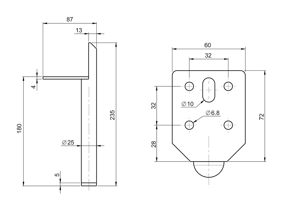 Опора нерегулируемая цилиндрическая GIFF Arnis 25/180 черный никель глянец