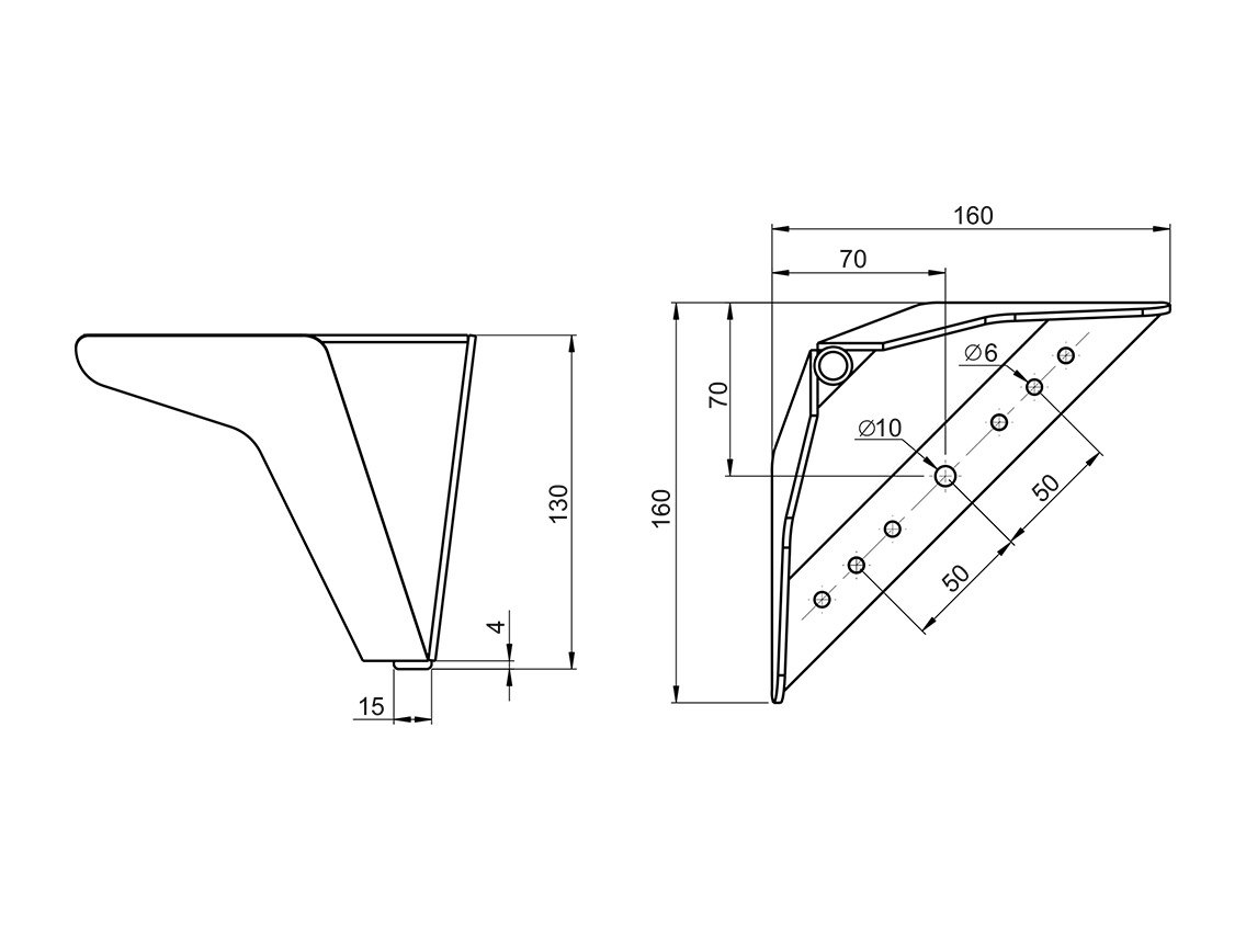 Опора нерегулируемая изогнутая GIFF Letton H=130 черный никель глянец