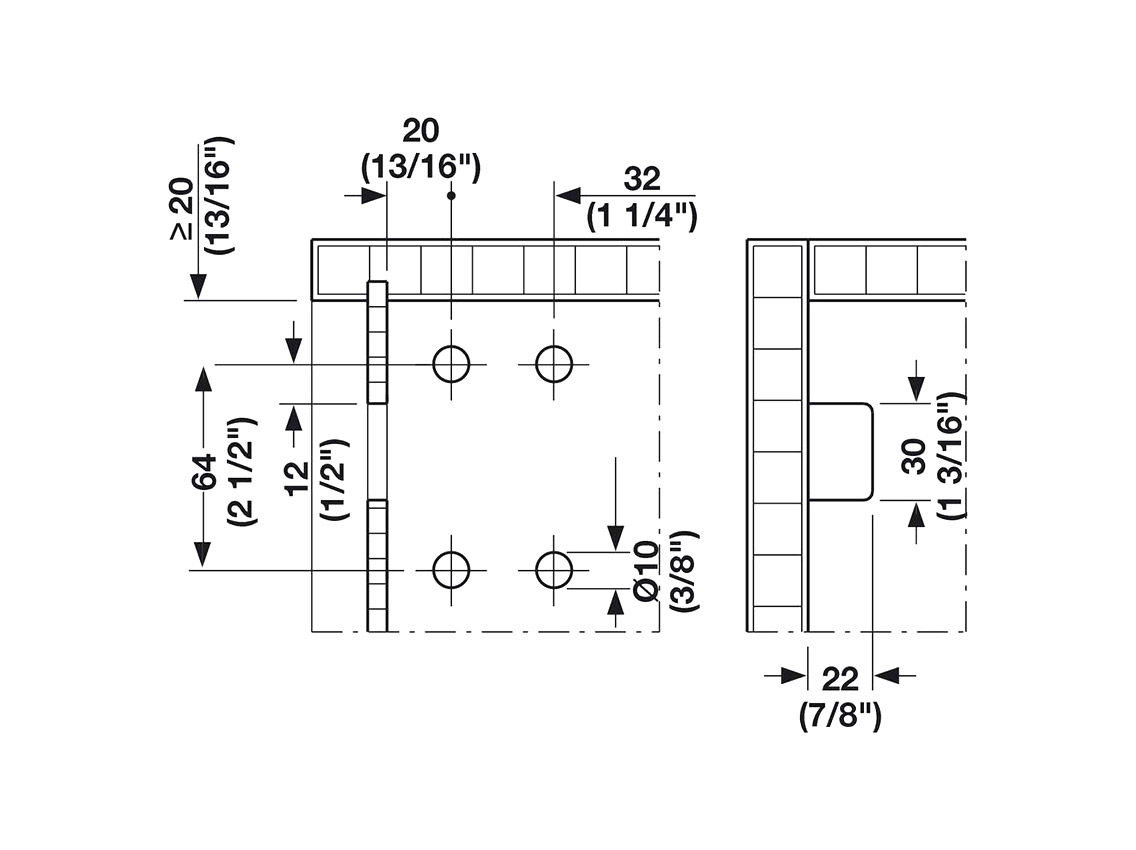Шафотримач регульований лівий Hafele/Camar 807 (290.40.902)