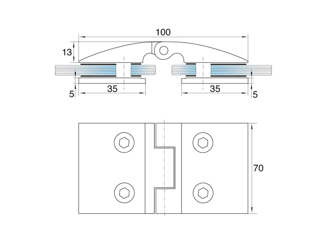 Петля скло-скло GIFF Glass Premio FERRARA 135° полірований хром