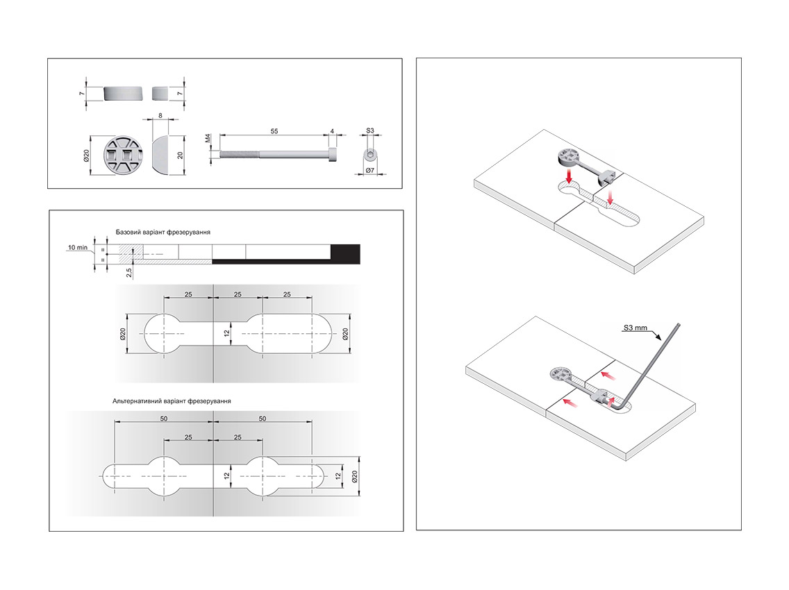 Стяжка K-TOP Italiana Ferramenta для плит и столешниц толщиной от 10 мм (компл.- 2 шт)