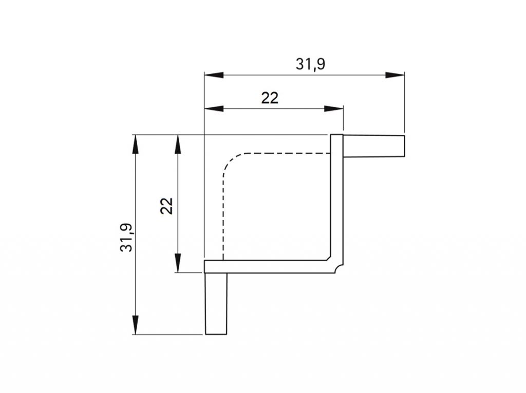Кут внутрішній 90* до L-подібного профілю Gola Volpato Clap`n`FIT матове золото