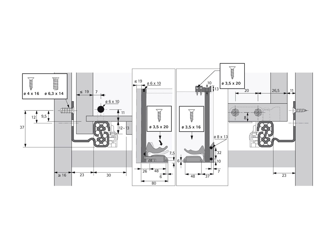 Quadro V6.P2O L=500 мм повного висування, права, ДСП до 19 мм (9225744) Hettich