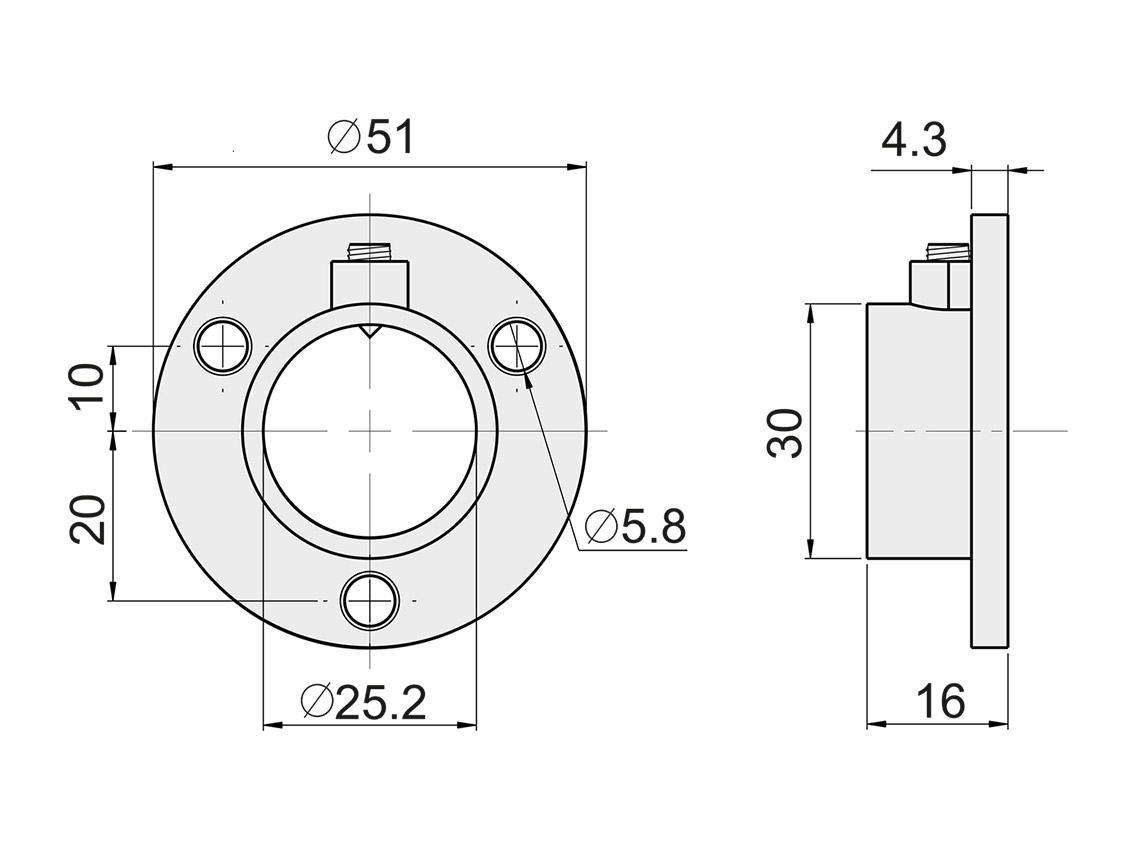 R-11/M Крепление трубы d=25 (алюминий) GIFF фланец черный