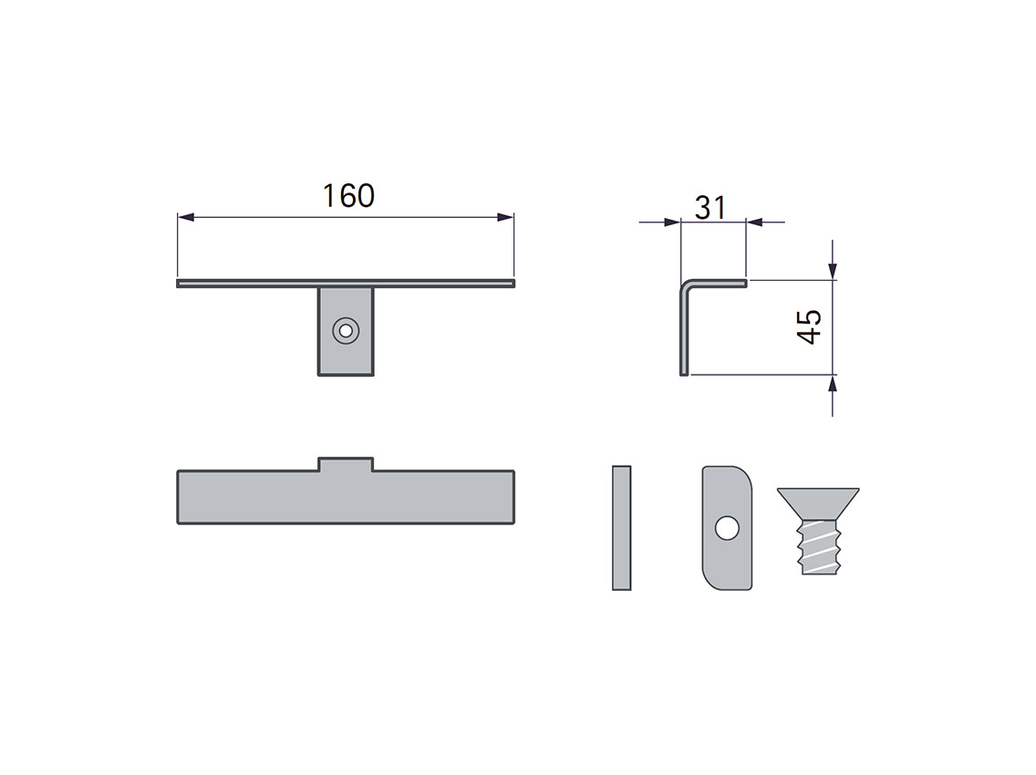 Полицетримач для скляної полиці Volpato Stili L=160 білий (пара)