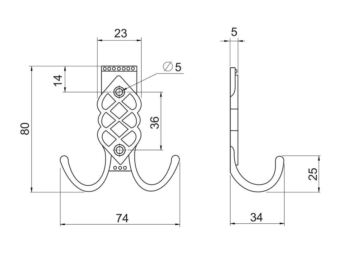 Крючок GIFF 15/344 античная бронза