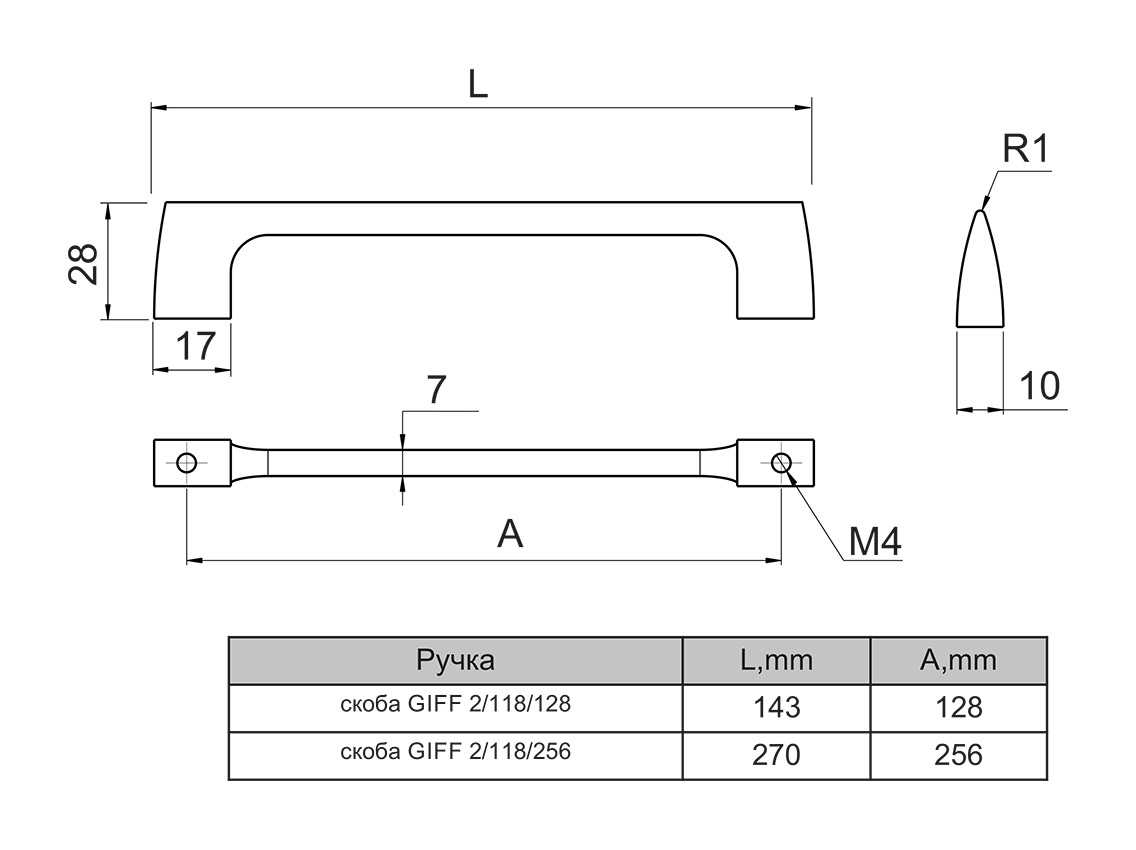 Ручка скоба GIFF 2/118/256 хром