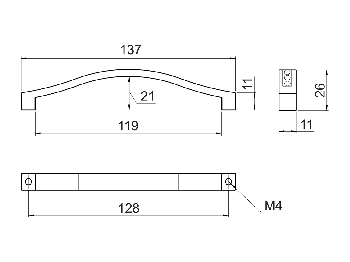Ручка скоба GIFF 5/100/128 хром/кристал