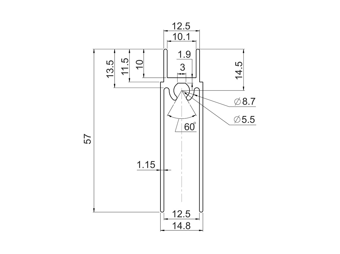 Горизонтальний профіль нижній Slider посилений (золото) L=5000