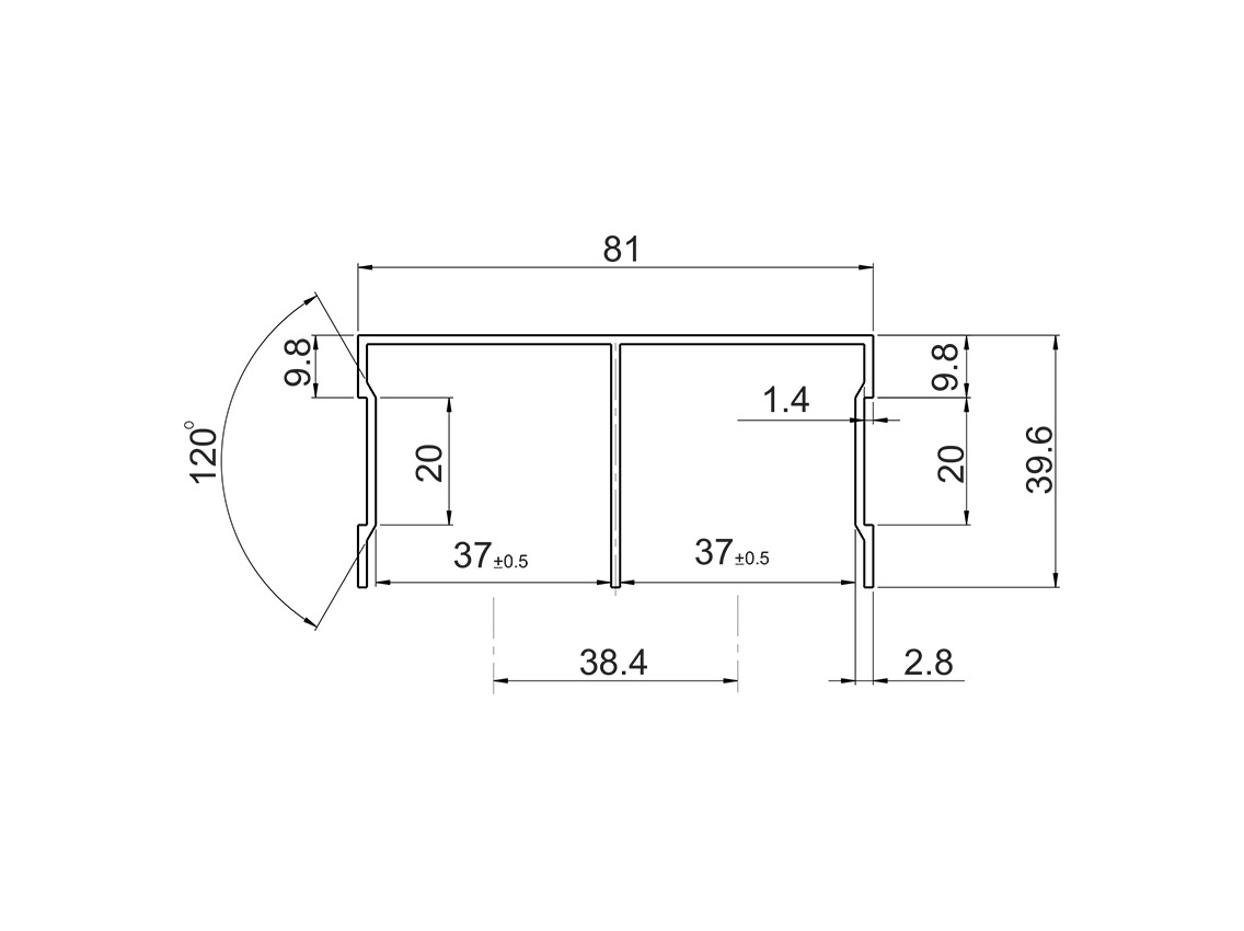 Направляющий профиль верхний Slider усиленный (золото) L=5000