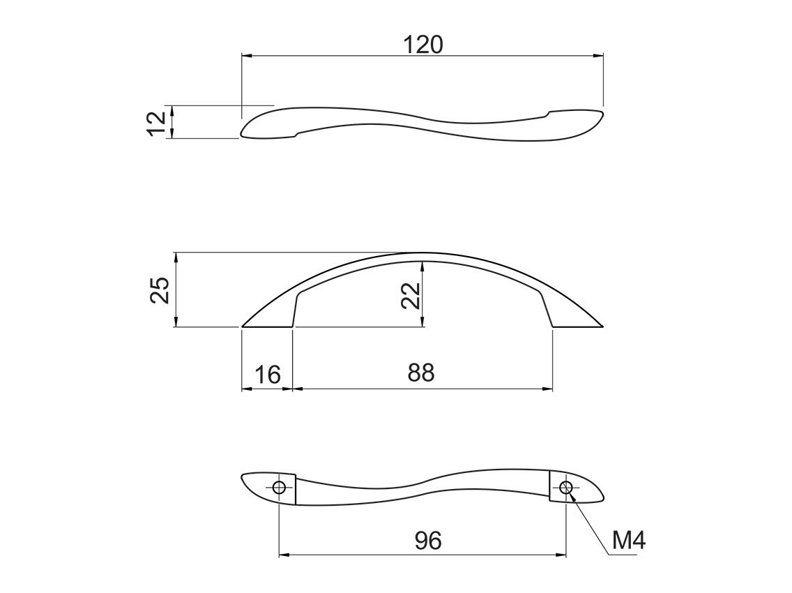 Ручка скоба ALVA 1/003/96 хром (аналог UN8304/96)