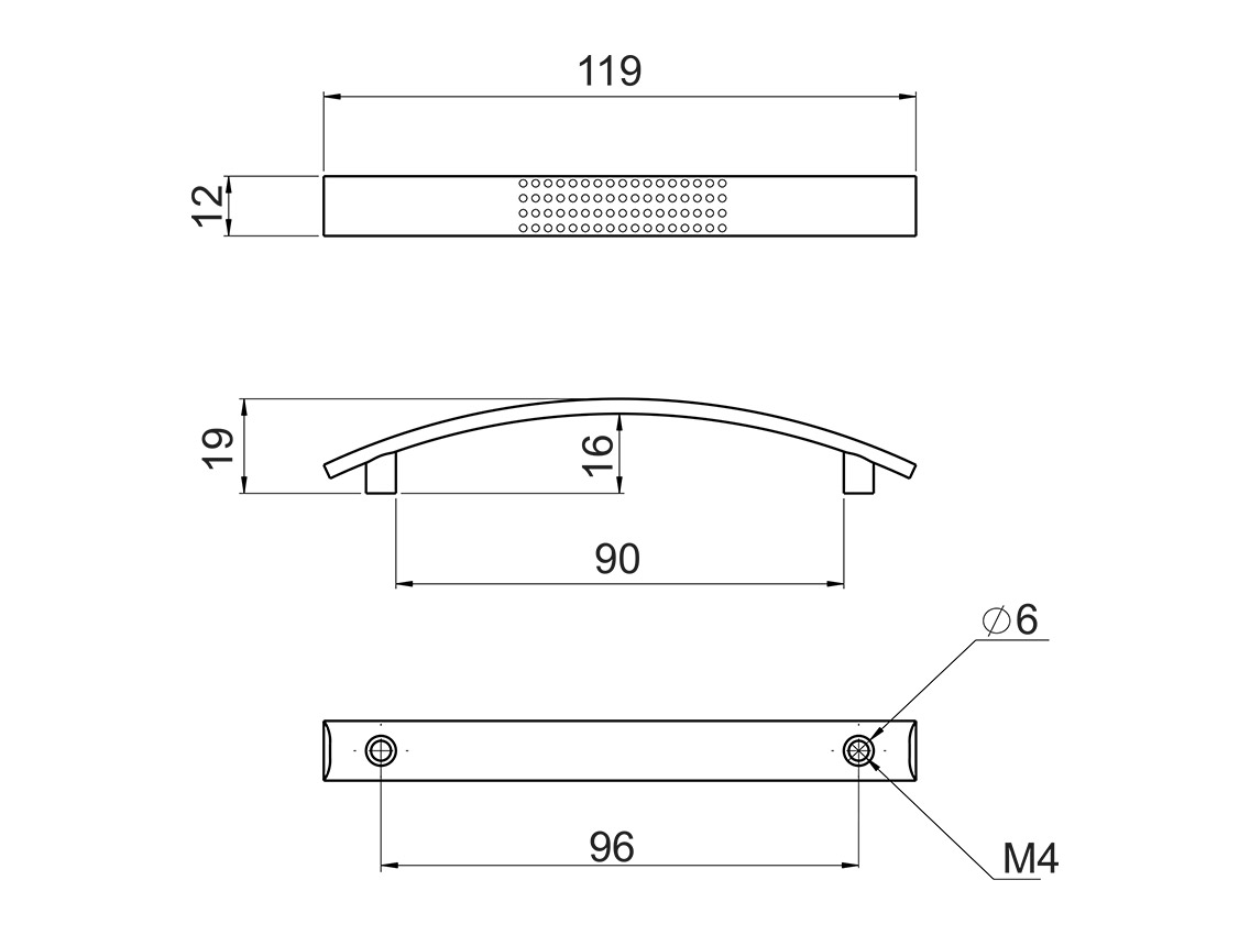 Ручка скоба ALVA 1/004/96 хром (аналог UN8704/96)