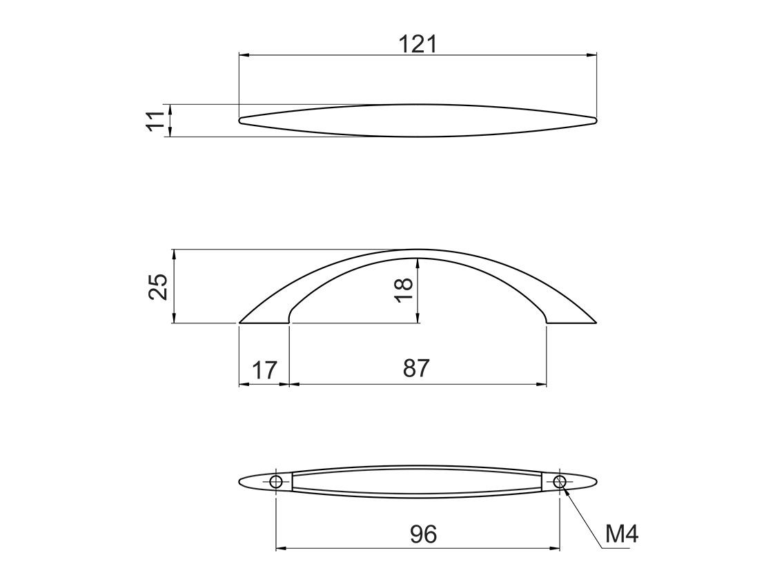 Ручка скоба ALVA 1/008/96 хром (аналог US2604/96)