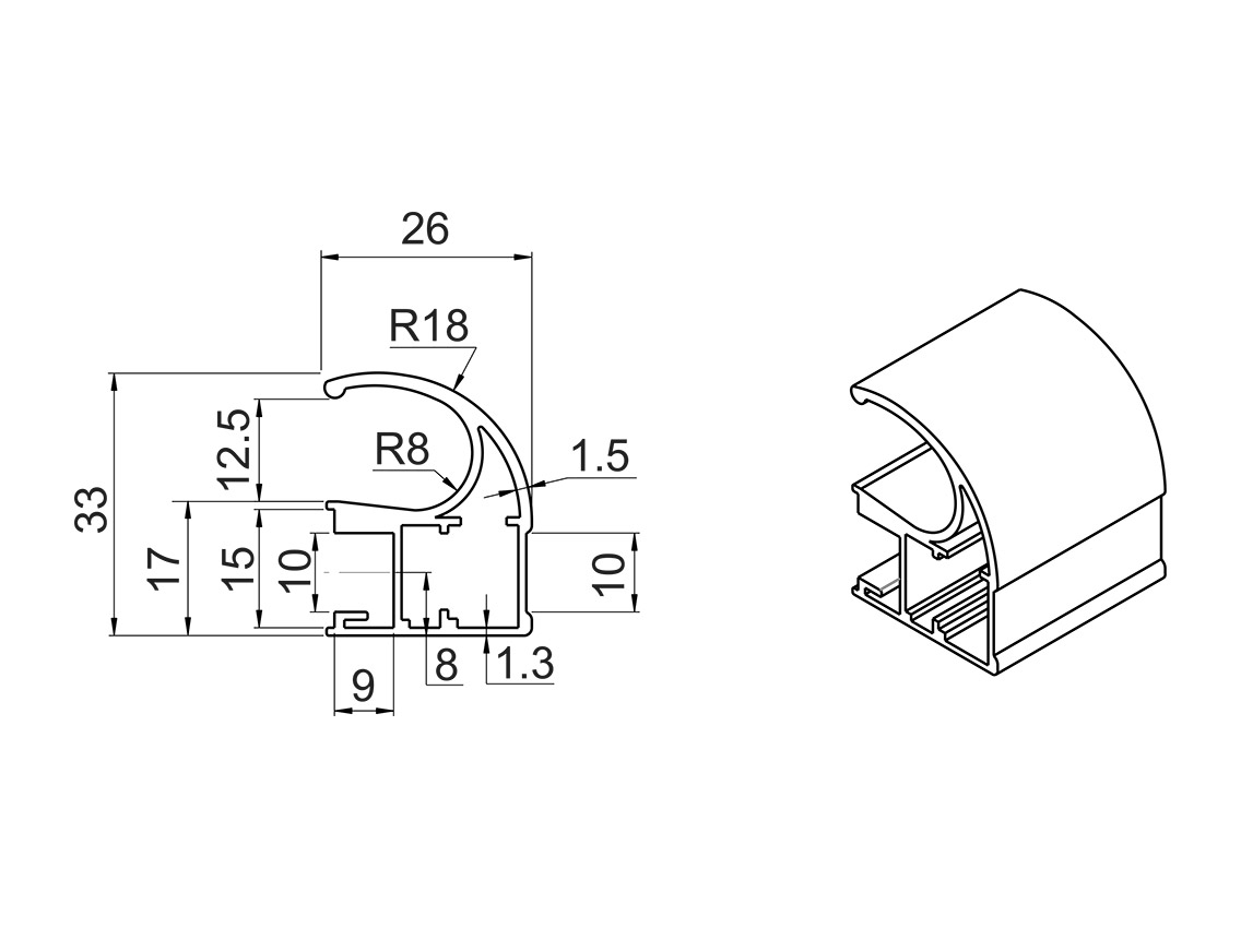 Вертикальний відкритий профіль Slider Premium (шампань) L=5200