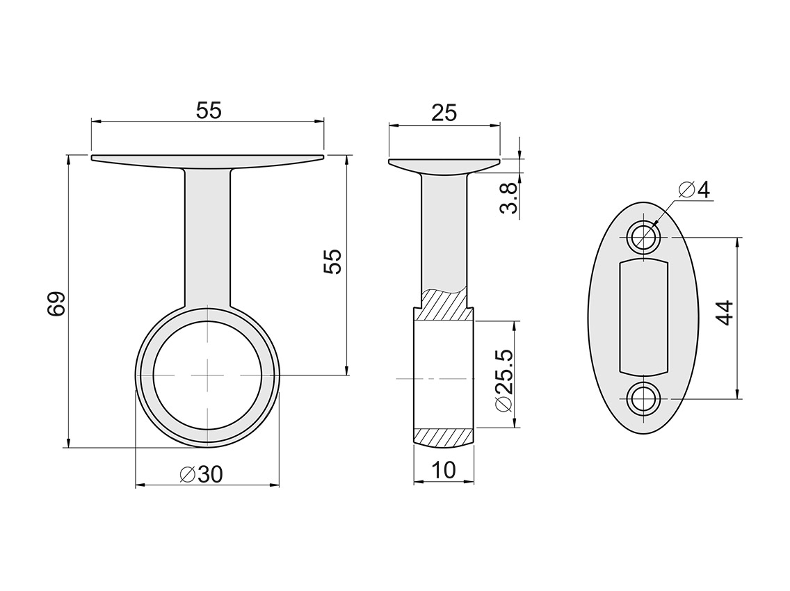 Крепление трубы d=25 сквозное Ozkardesler хром (206)