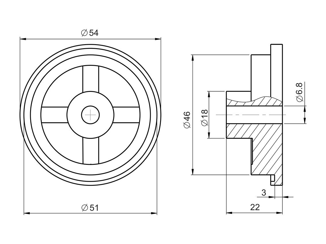Крепление трубы d=50 нижнее GIFF M8 черный