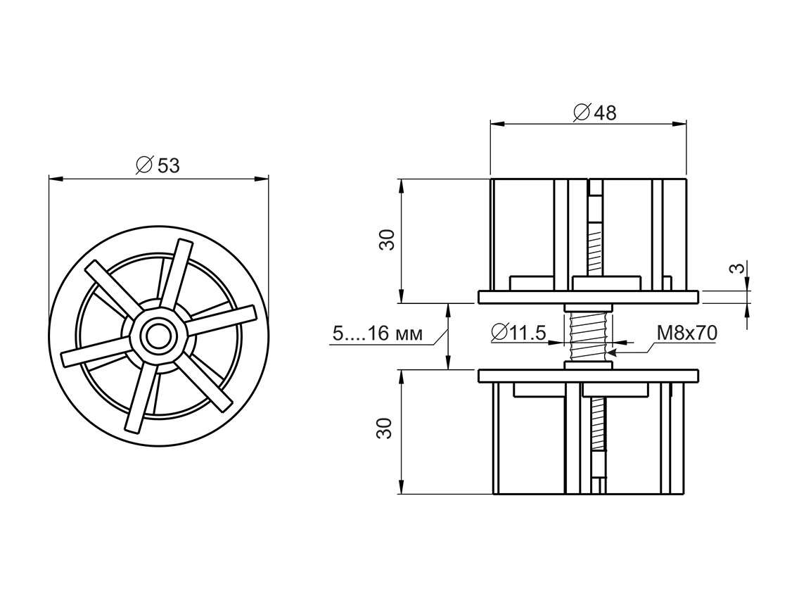 Кріплення конектор труби d=50 GIFF сірий
