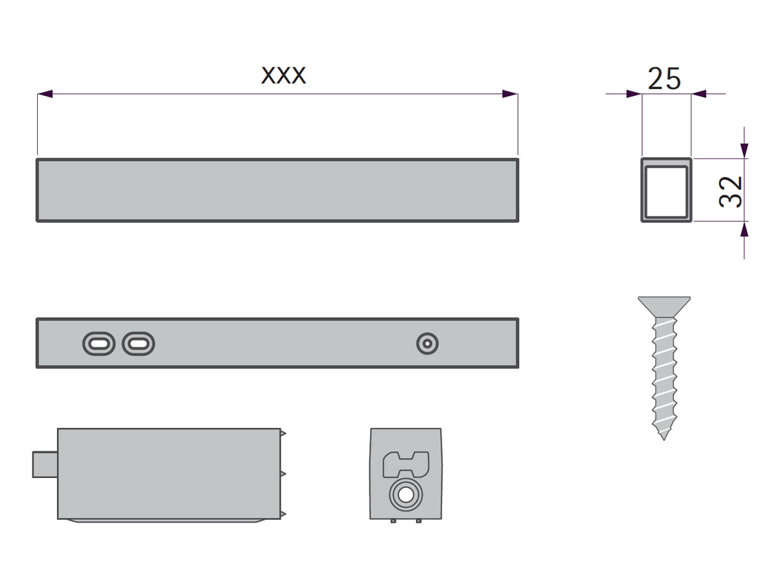 Кріплення опорного профілю до стіни центральне Volpato Stili L=245 білий матовий