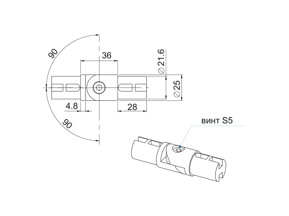 R-41 Муфта петельна GIFF хром