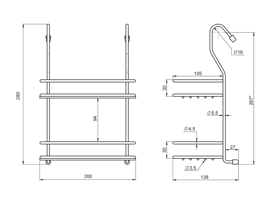 Полка к рейлингу d=16 для специй двойная Lemax бронза (MX-066)