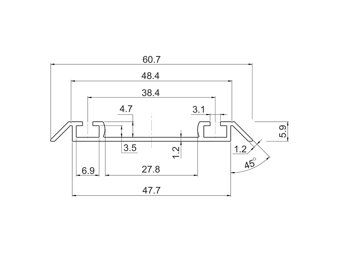 Направляючий профіль нижній Slider посилений L=5000 графіт браш