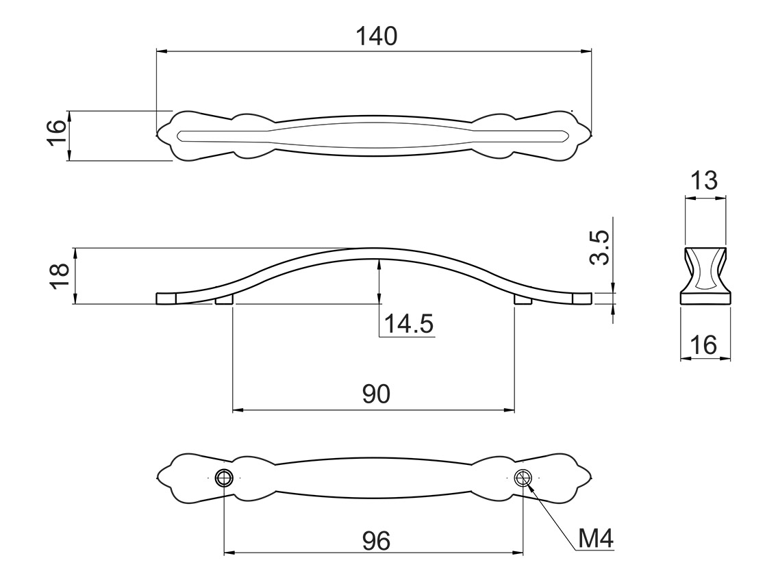 Ручка скоба GIFF 8/160/96 антична бронза