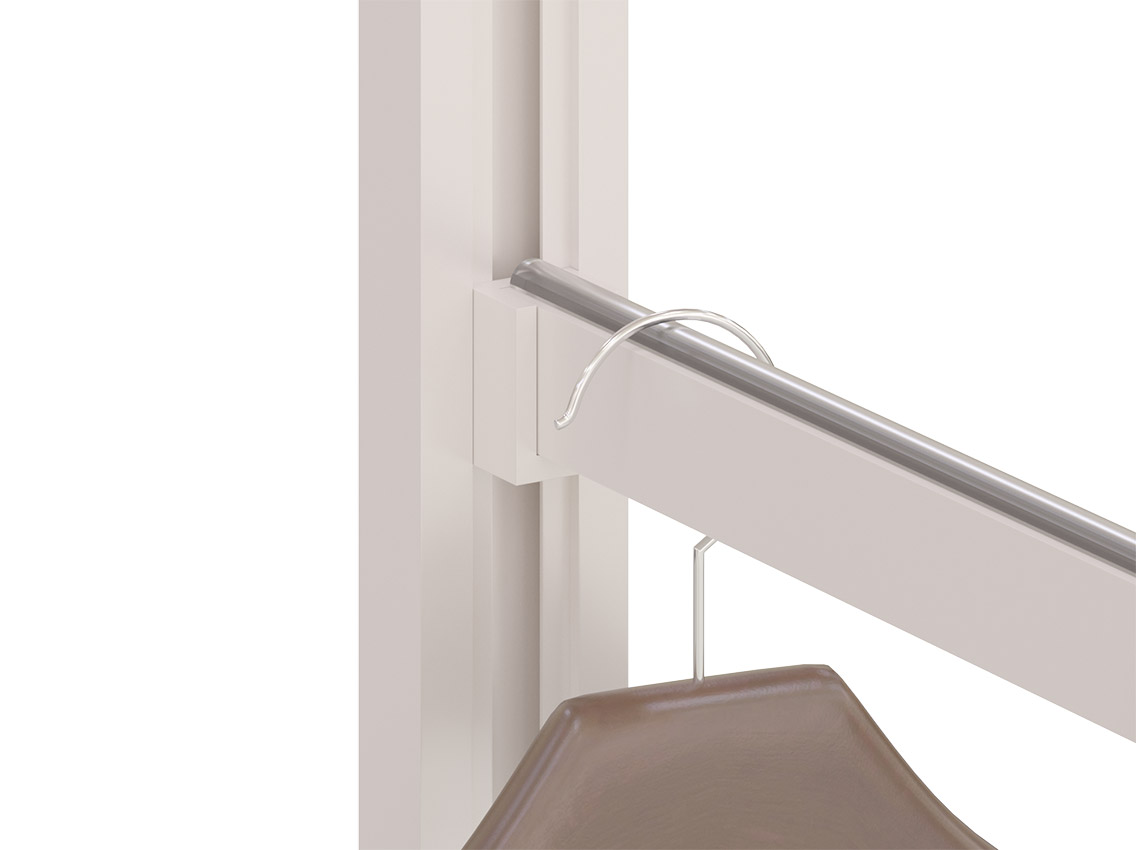 Штанга прямокутна зі вставкою гардеробна з кріпленням Volpato Stili L=1200 біла