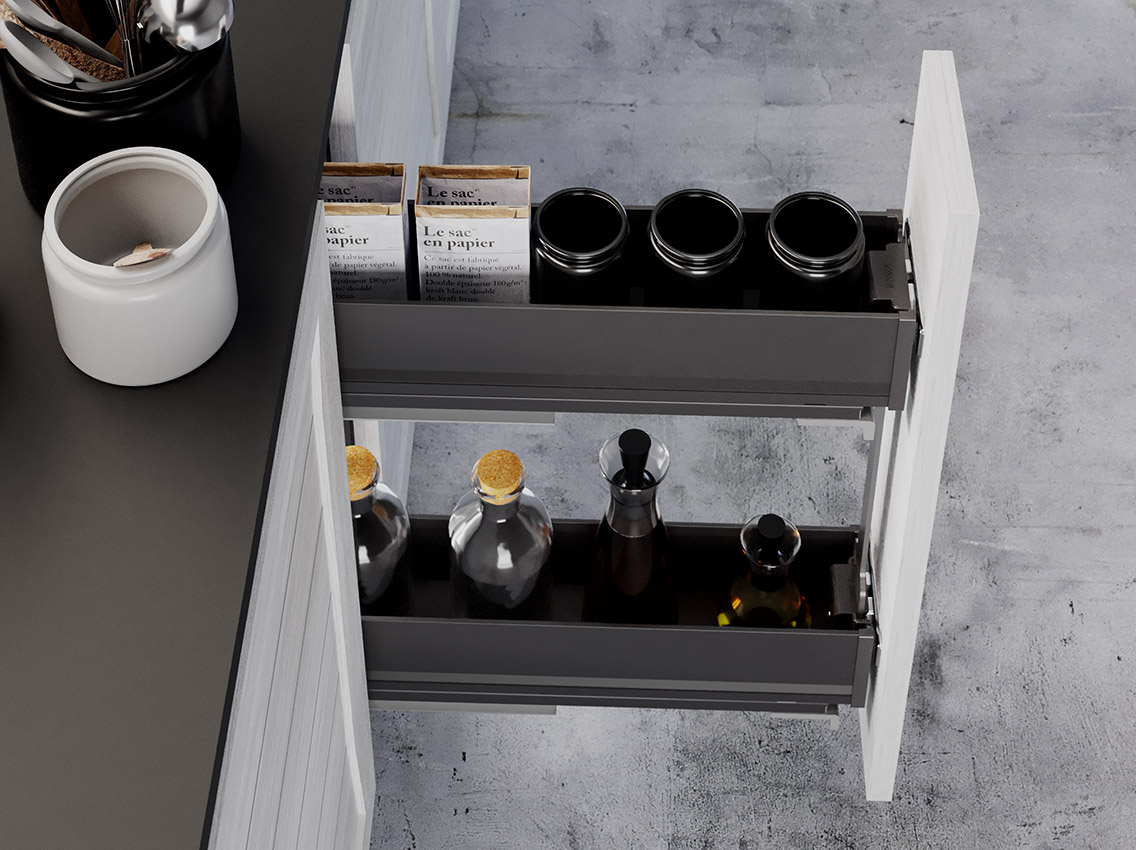 Карго фасад 200 бокове кріплення з дотягувачем Inoxa Ikona/Helios 6104HY ардезія (2 полиці)