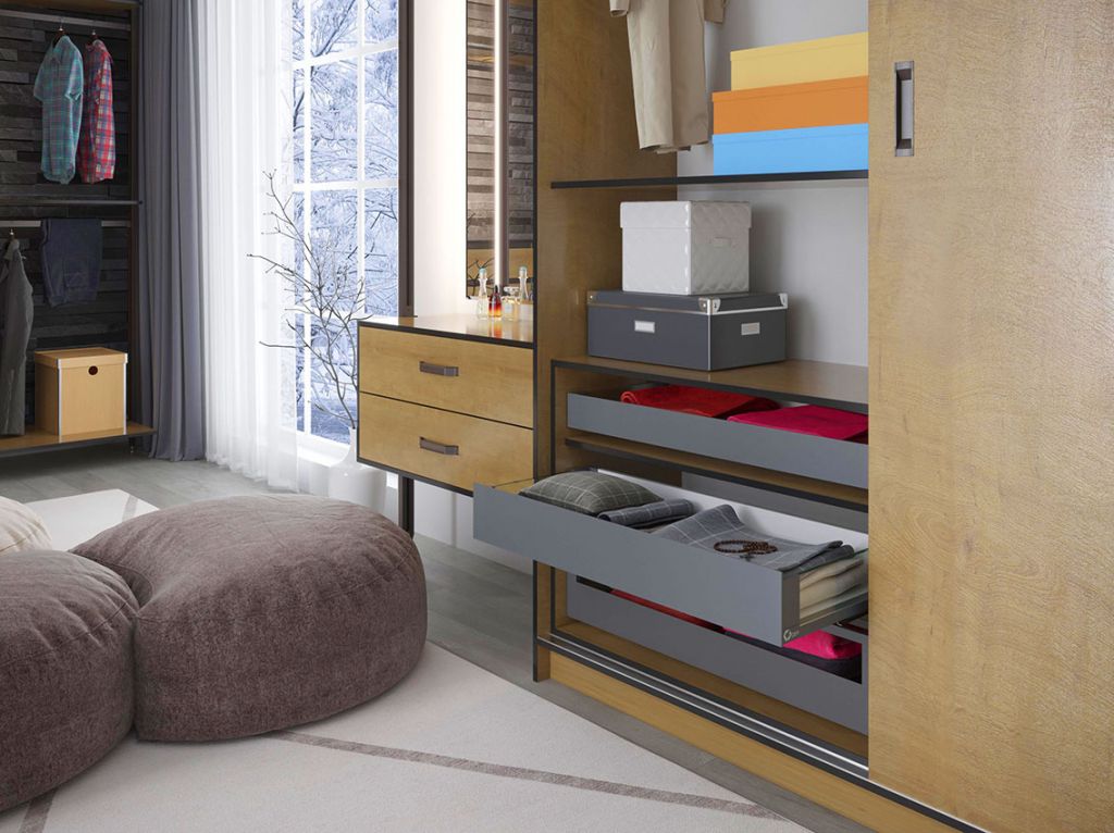 Висувний ящик зі скляними боковинами GIFF PRIME FlatBox L=500 H=167 графіт