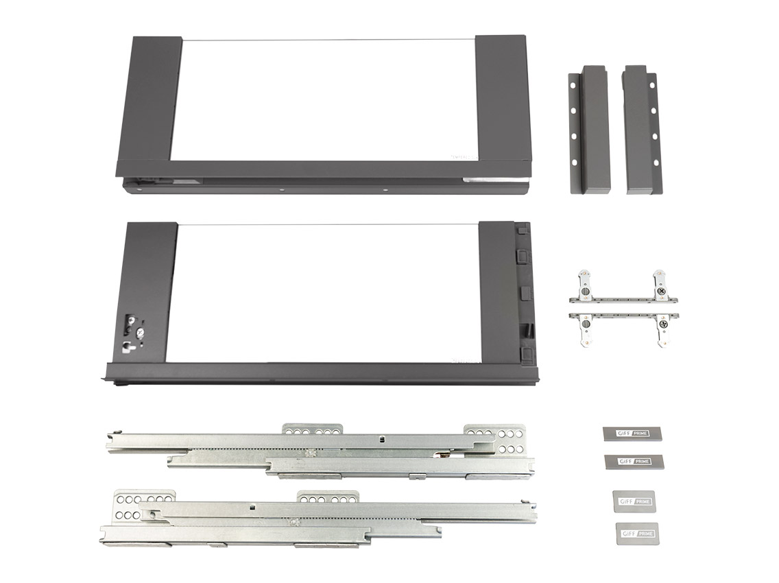 Висувний ящик зі скляними боковинами GIFF PRIME FlatBox L=500 H=167 графіт