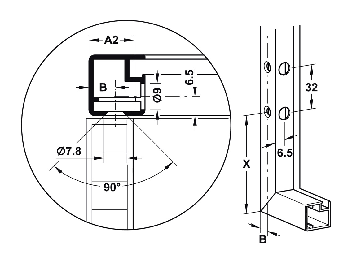 Адаптер Hafele для алюминиевой рамы к подъемникам Free Fold никель (372.37.044)