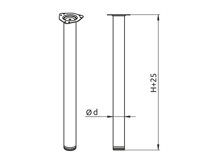Опора для стола регулируемая GIFF Rondella 60/1100 сатин